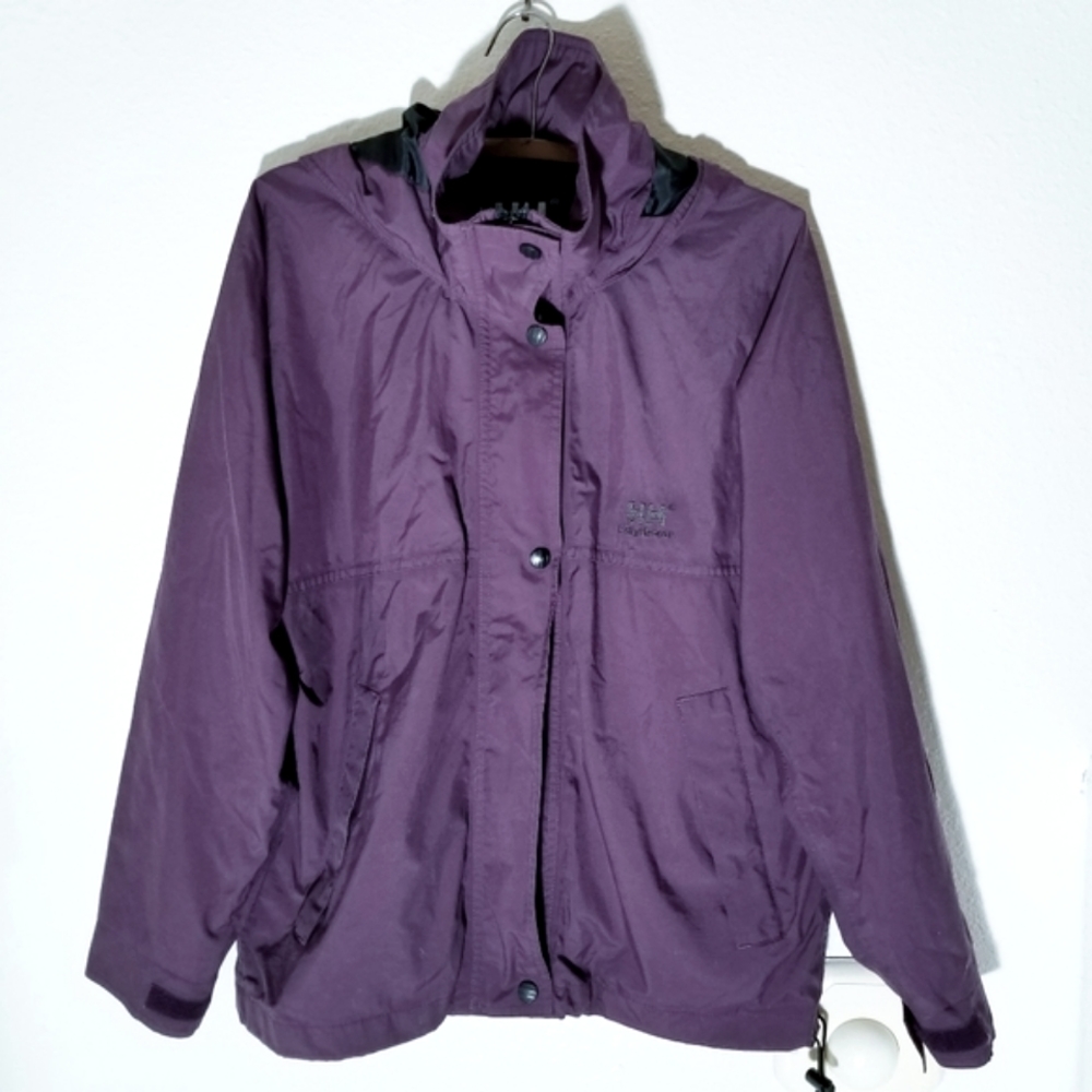 Helly Hansen Lightweight Jacket with Hood Raincoat Size Small Purple